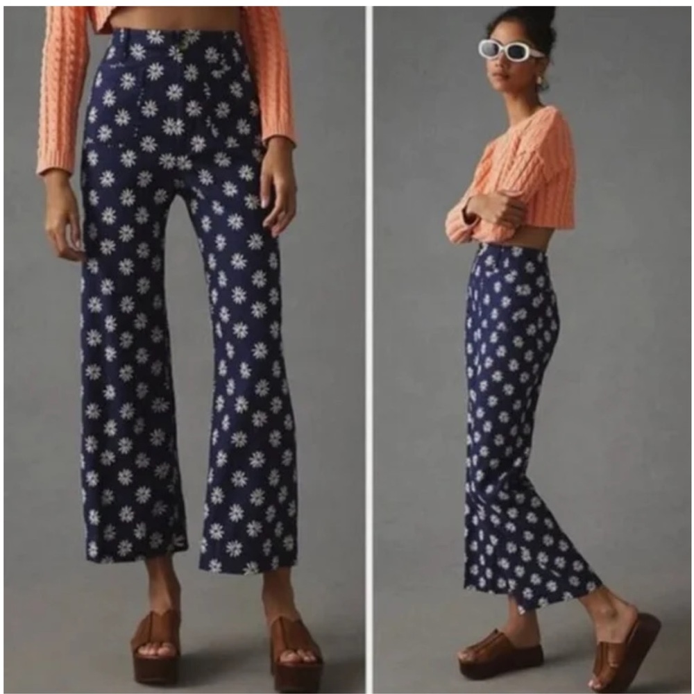 Bundle of Maeve Floral High-Rise Wide-Leg Pants and Urban Outfitters retro flare